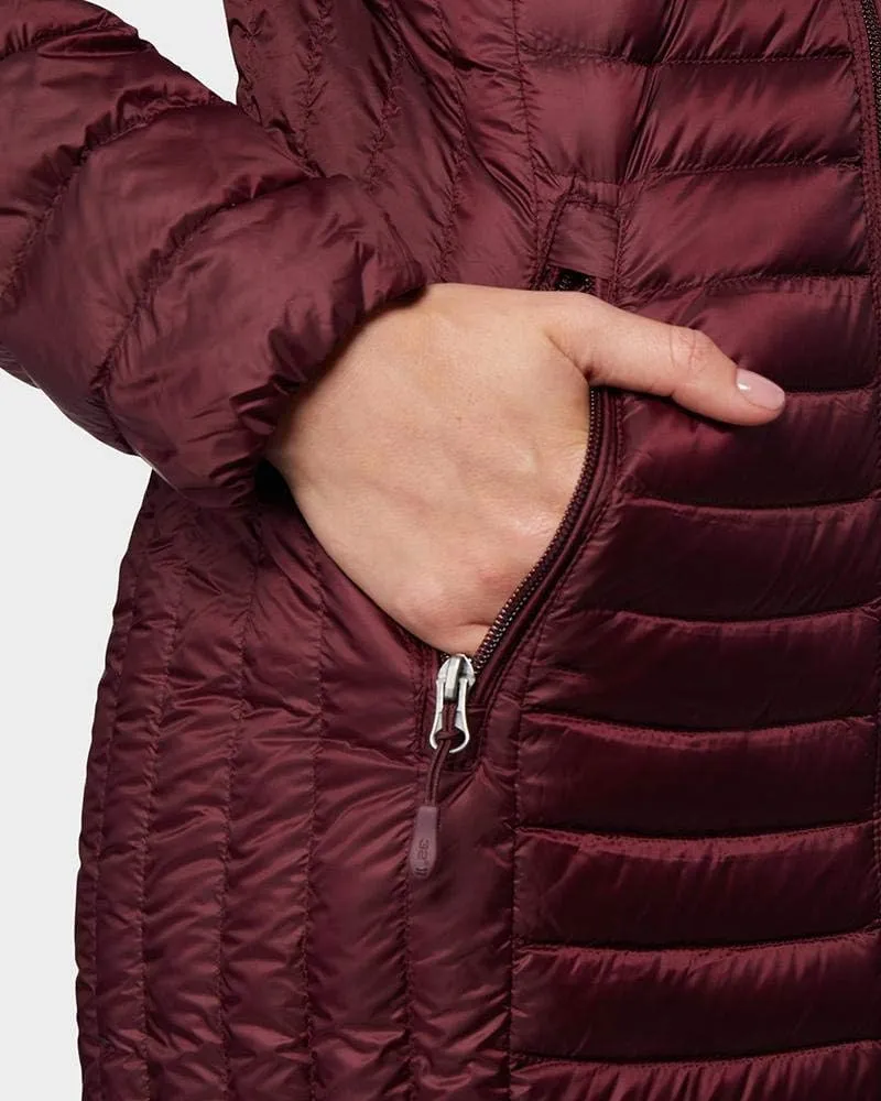 32 Degrees Women’s Ultra-Light Packable Down 3/4 Length Long Jacket with Detachable Hood