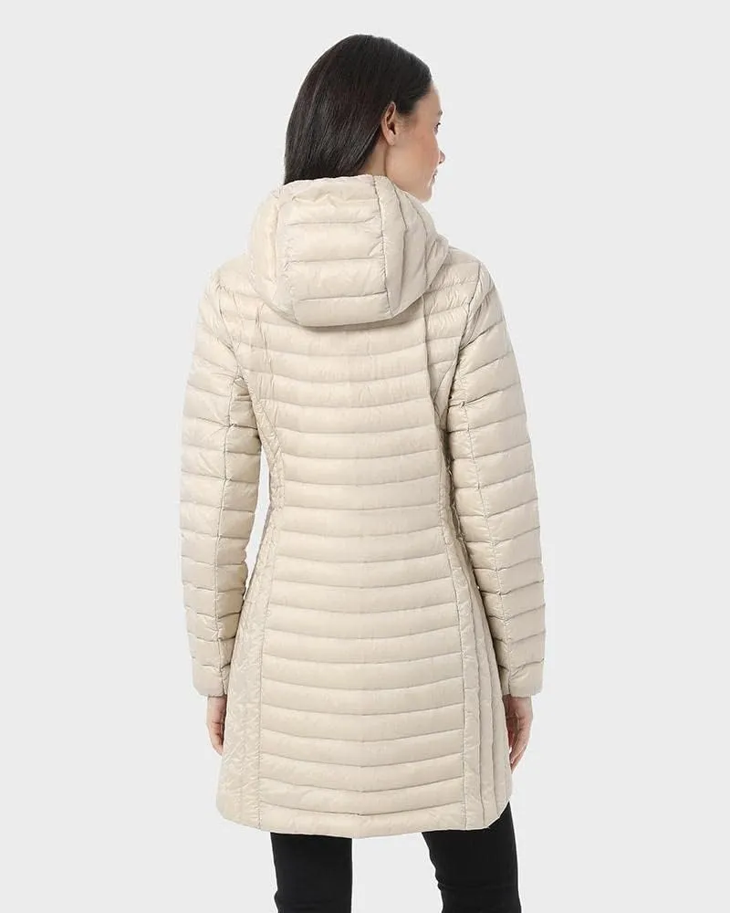 32 Degrees Women’s Ultra-Light Packable Down 3/4 Length Long Jacket with Detachable Hood