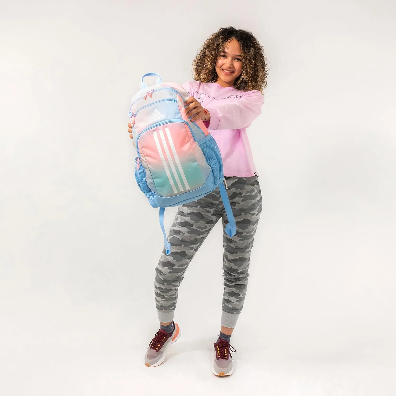 adidas Creator Comfortable and Durable Small Athletic Bag or Laptop Backpack for Women and Men, Adi Multi Collage Light Purple/Onix Grey/White, One Size