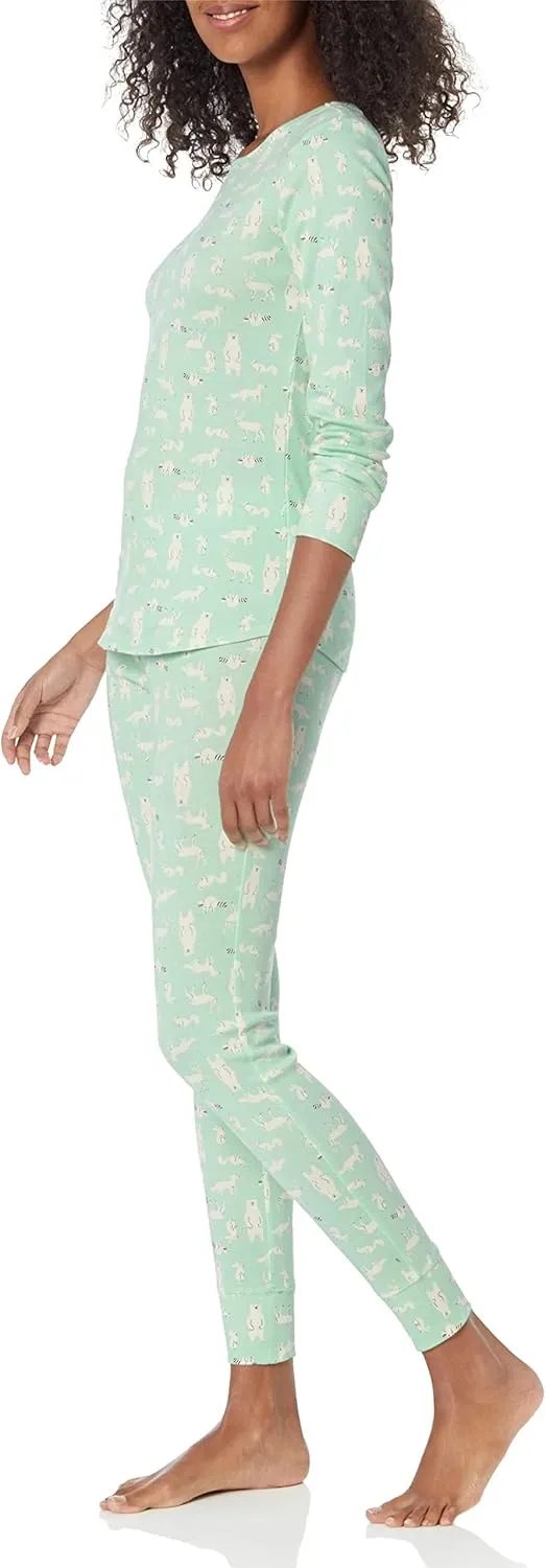 Amazon Essentials Women's Snug-Fit Cotton Sleepwear Pajama Set (Available in Plus Size)
