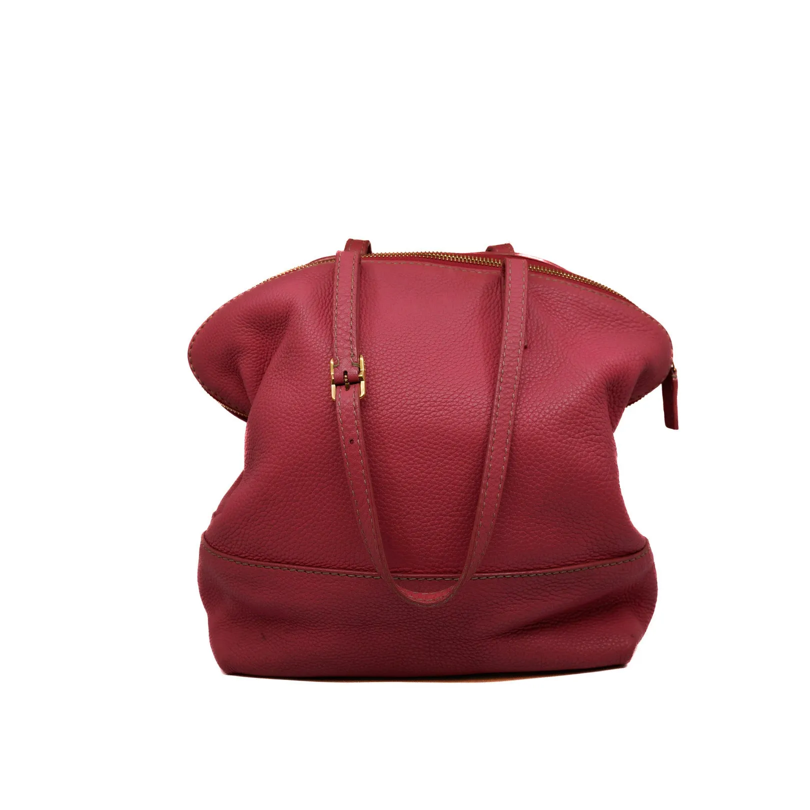 calfskin tote bag in pink red color