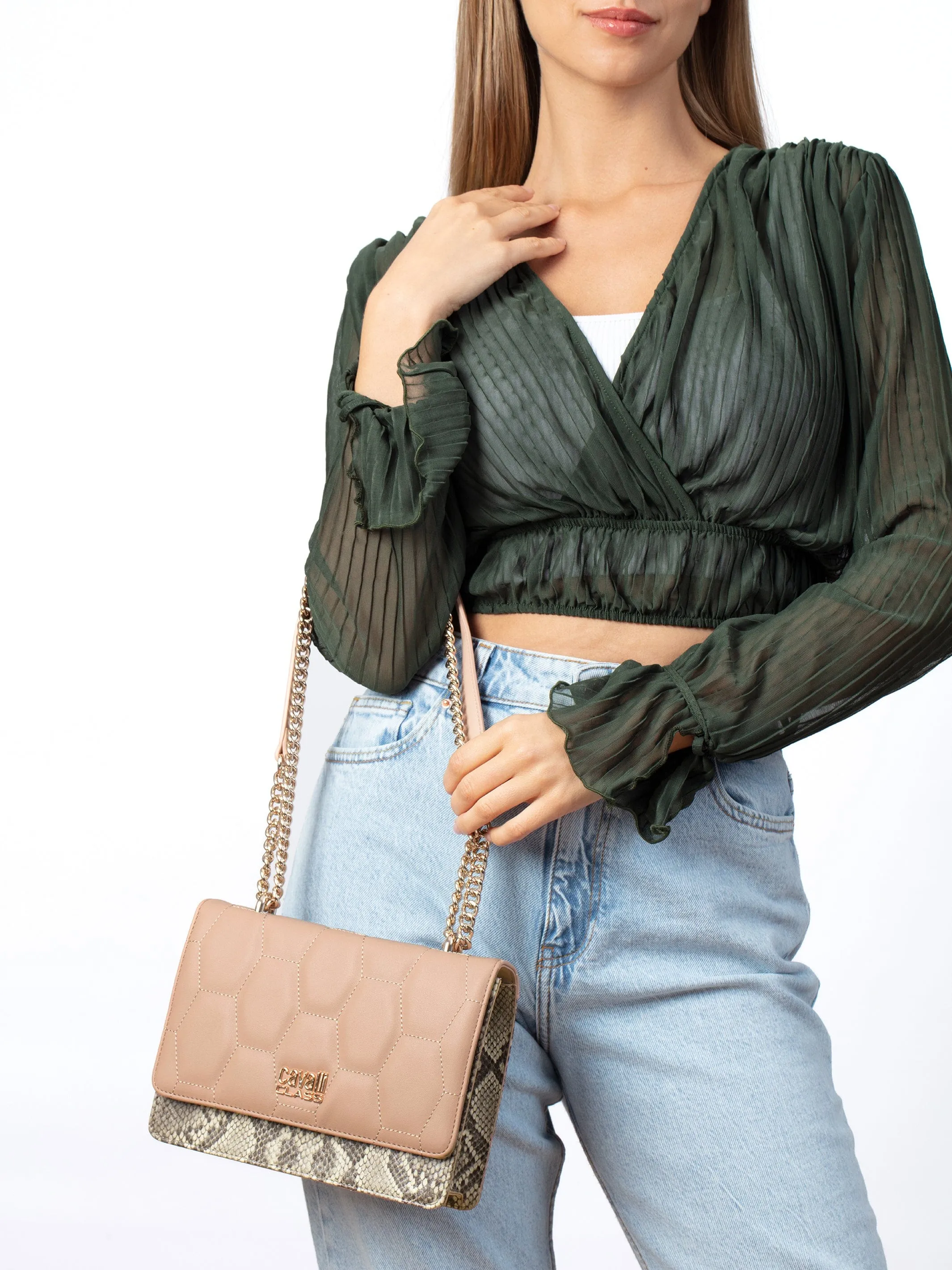 Cavalli Class VERONA Caramel Medium Structured Shoulder Bag