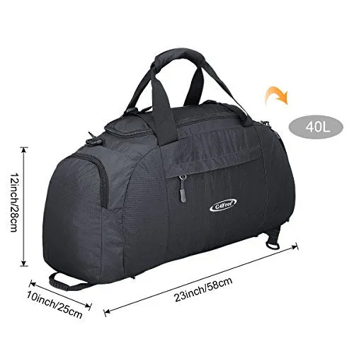 G4Free 3-Way Travel Duffel Backpack Luggage Gym Sports Bag With Shoe Compartment (Black)