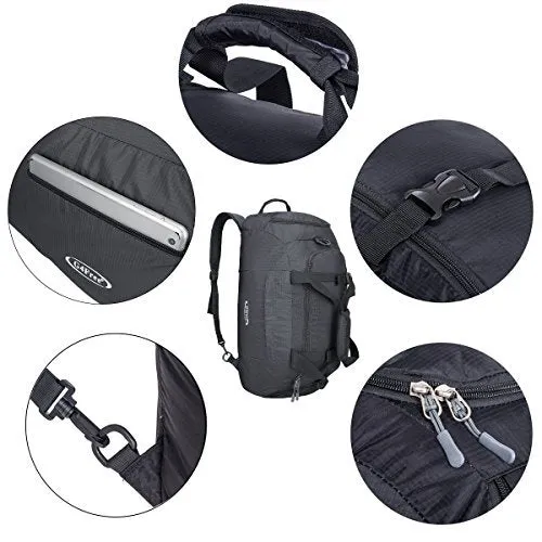 G4Free 3-Way Travel Duffel Backpack Luggage Gym Sports Bag With Shoe Compartment (Black)