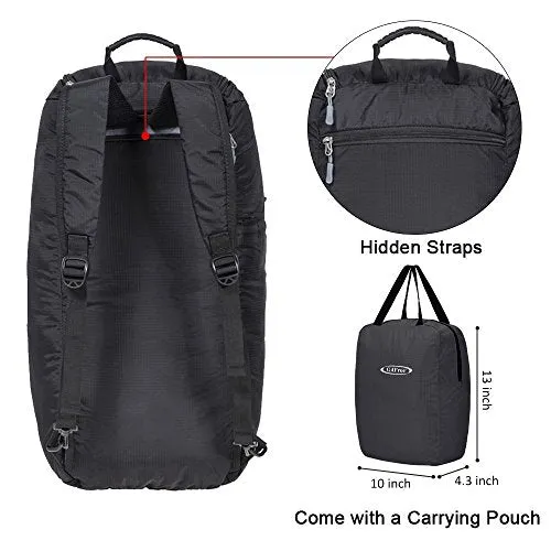 G4Free 3-Way Travel Duffel Backpack Luggage Gym Sports Bag With Shoe Compartment (Black)