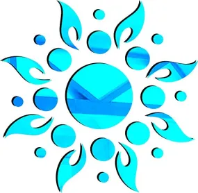 KC Decor Mirror Blue Acrylic Sun Flower with Circles Design Wall Acrylic Sticker for Hoe Wall Decoration (Mirror Colorful)