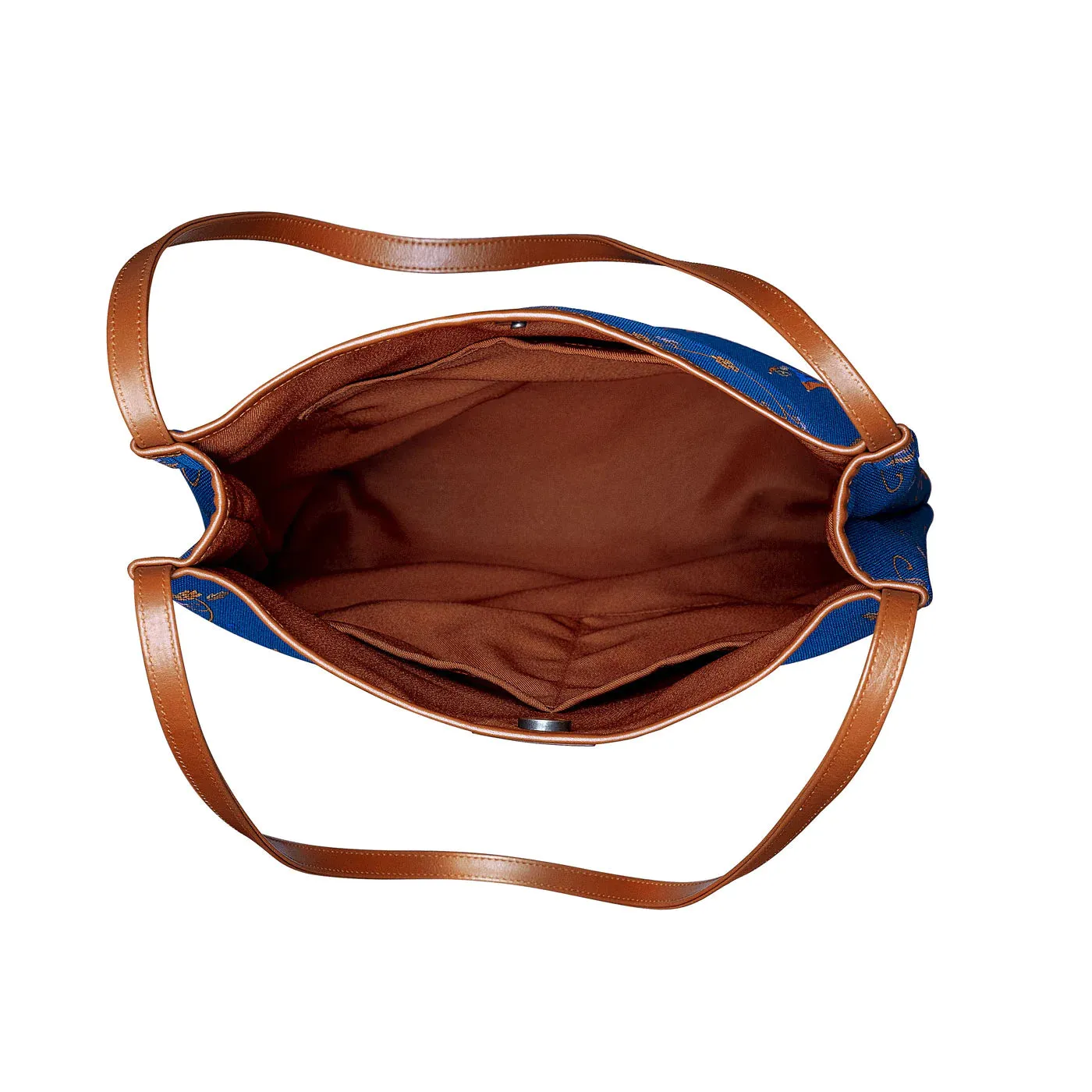 Lantern Grace Tote Bag with Leather Handle - Blue