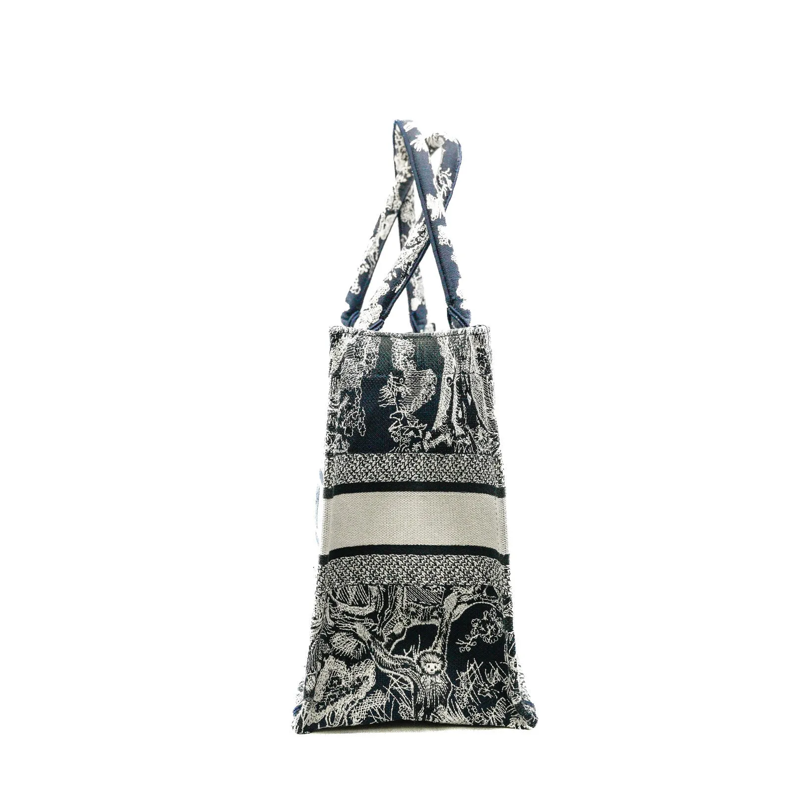 Medium Toile De Jouy Book Tote Bag In Blue/White Canvas