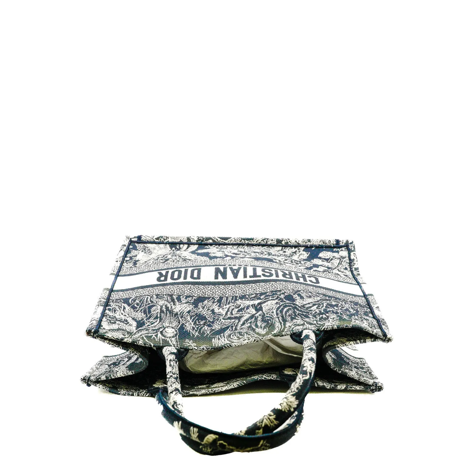 Medium Toile De Jouy Book Tote Bag In Blue/White Canvas