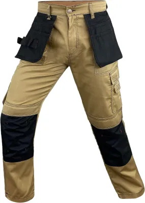 Notus Men’s Workwear Tactical Cordura Knee Construction Utility Cargo Work Trousers Pants with Holster Pockets