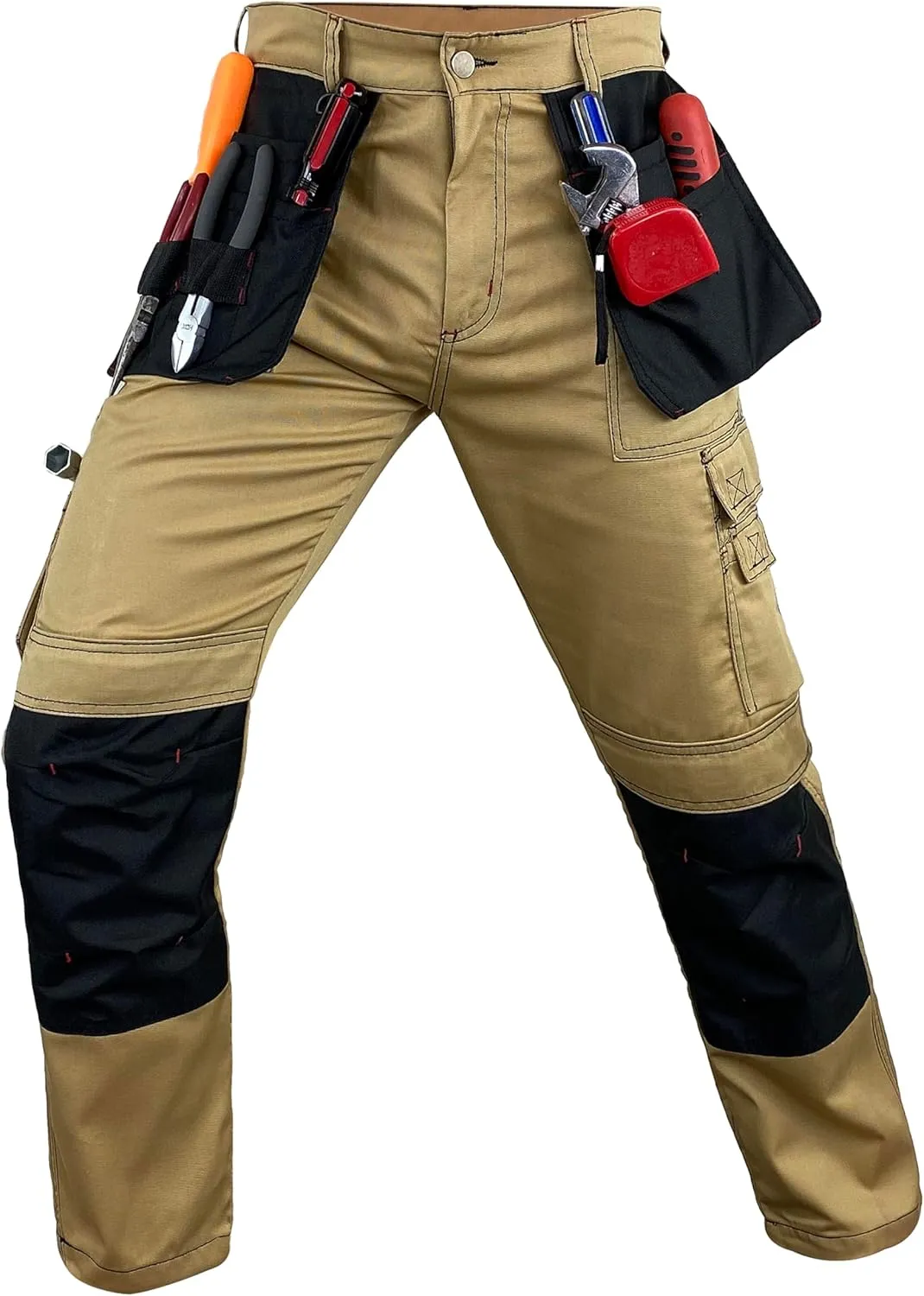 Notus Men’s Workwear Tactical Cordura Knee Construction Utility Cargo Work Trousers Pants with Holster Pockets