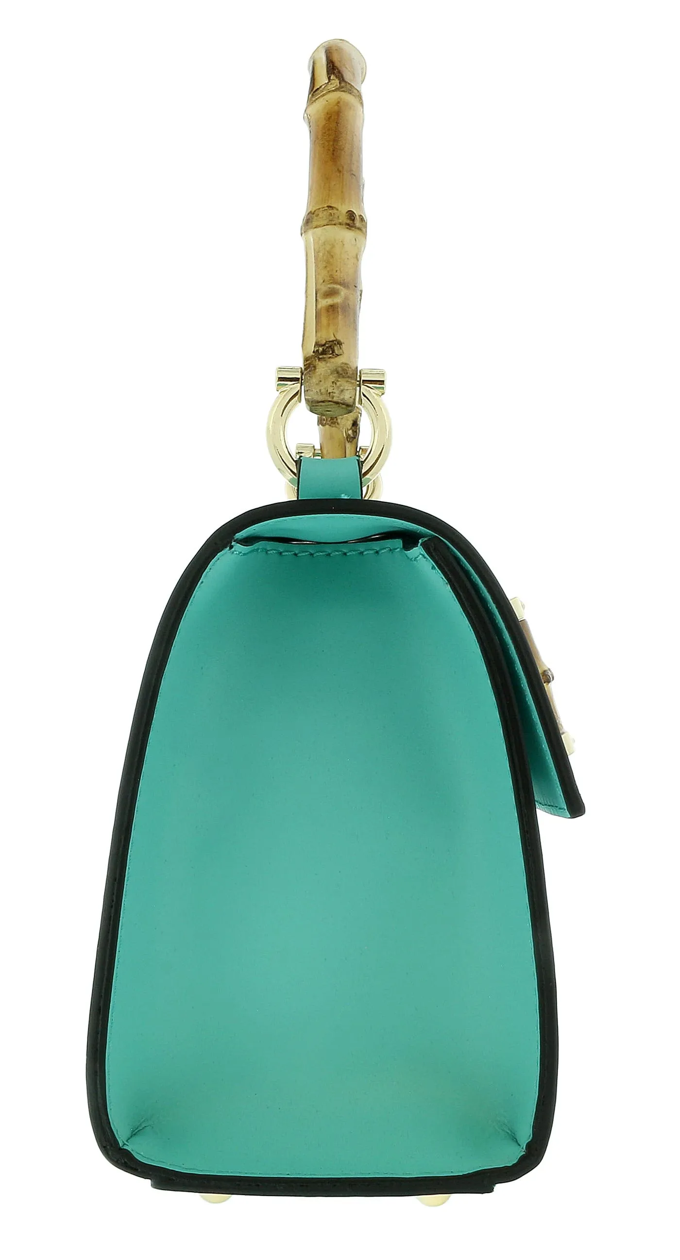 Pierre Cardin Turquoise Leather Small Vintage Structured Satchel Bag