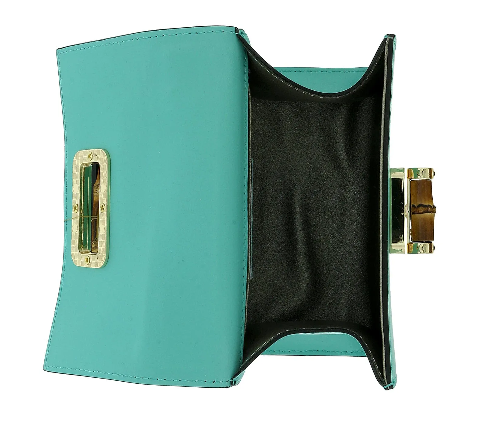 Pierre Cardin Turquoise Leather Small Vintage Structured Satchel Bag