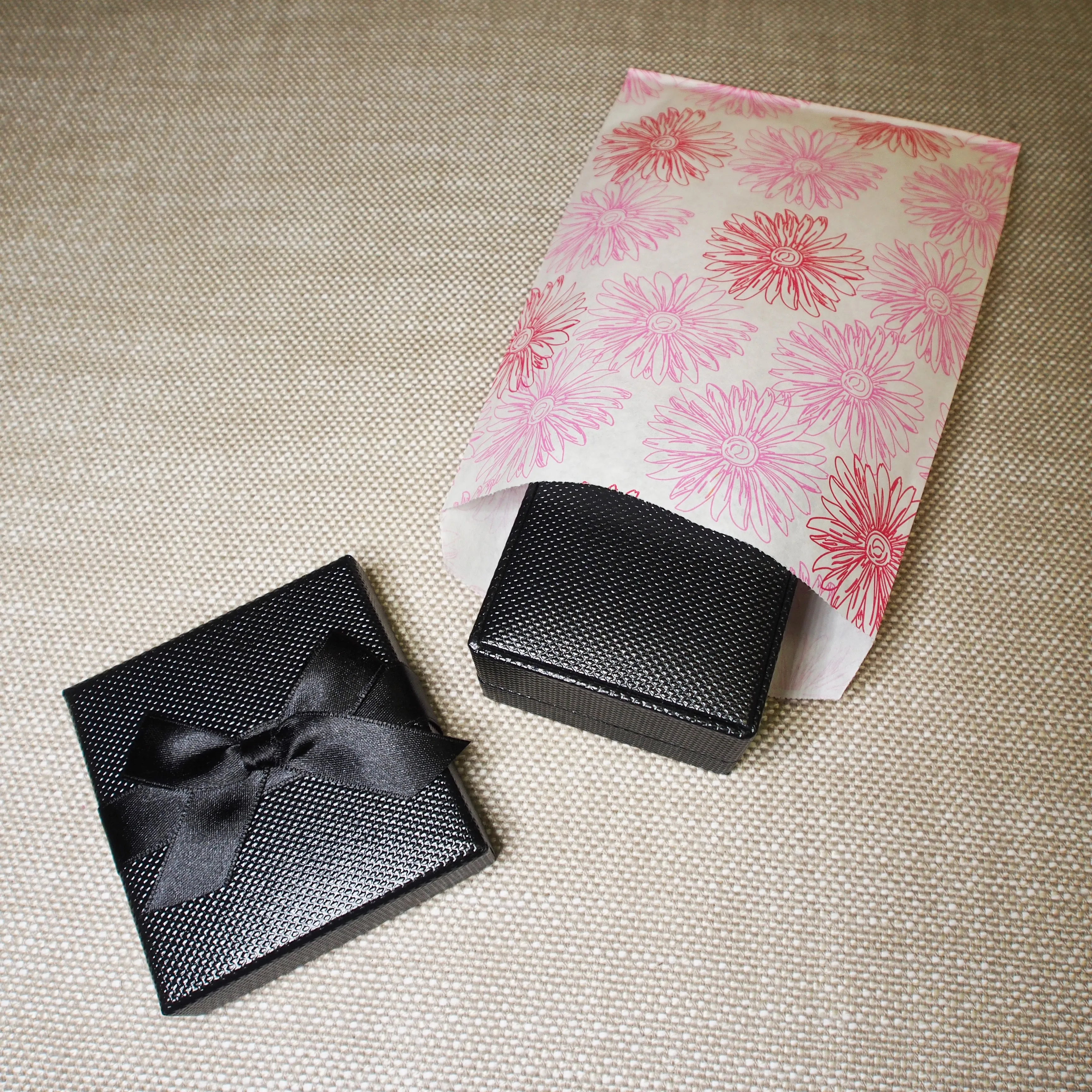 Pink Flower Pattern Paper Bags - 100Bags/Pack - multiple sizes available