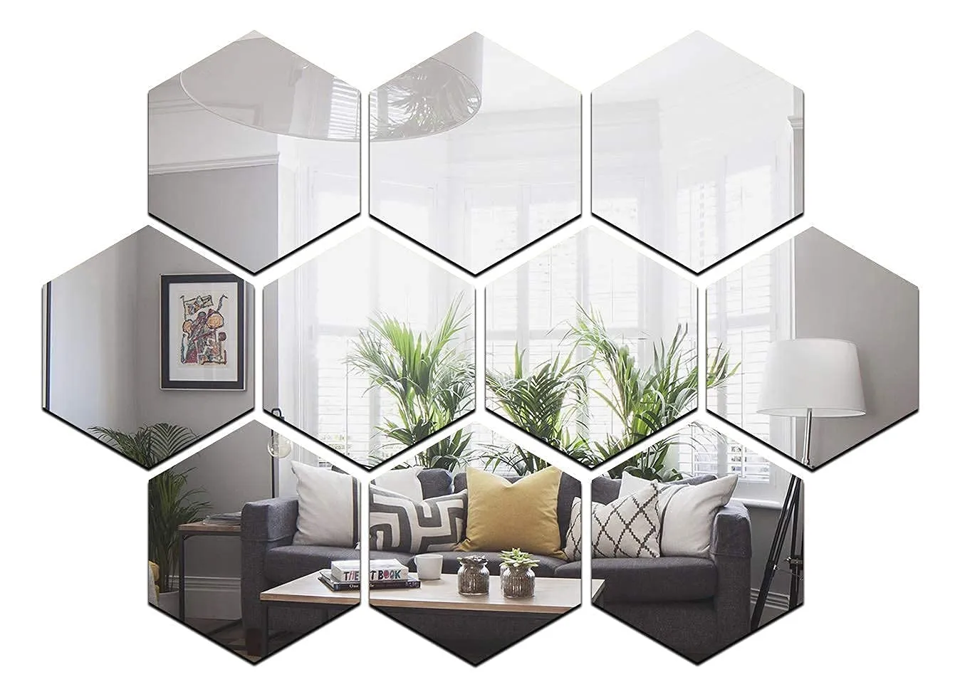 Prachit Self Adhesive Acrylic 3D Wall Mirror Sticker, Wall Decor Mirror Sticker for Home and Office. (Honeycomb Shape (Pack of 12 pcs, 7x7 Cm))