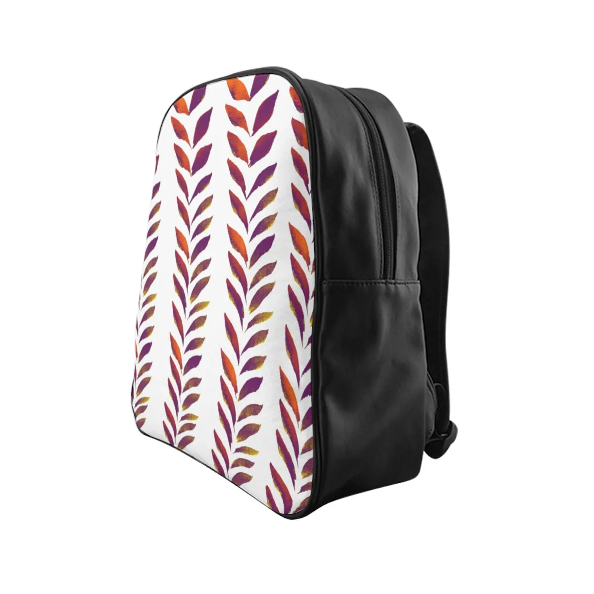 School Backpack Purple Leaves