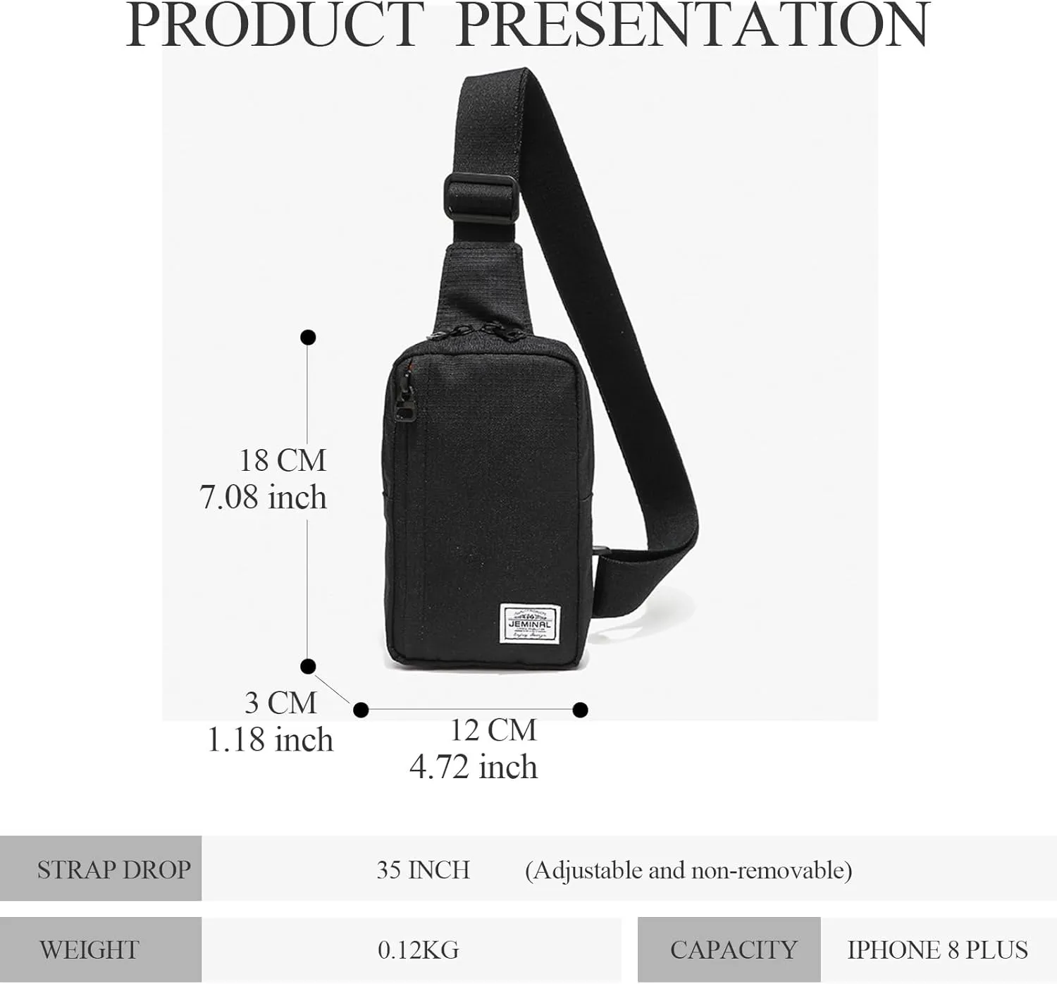    Shoulder Crossbody Bag Hiking Backpack Travel Bag Men Women Sling Backpack Multifunctional (Black)