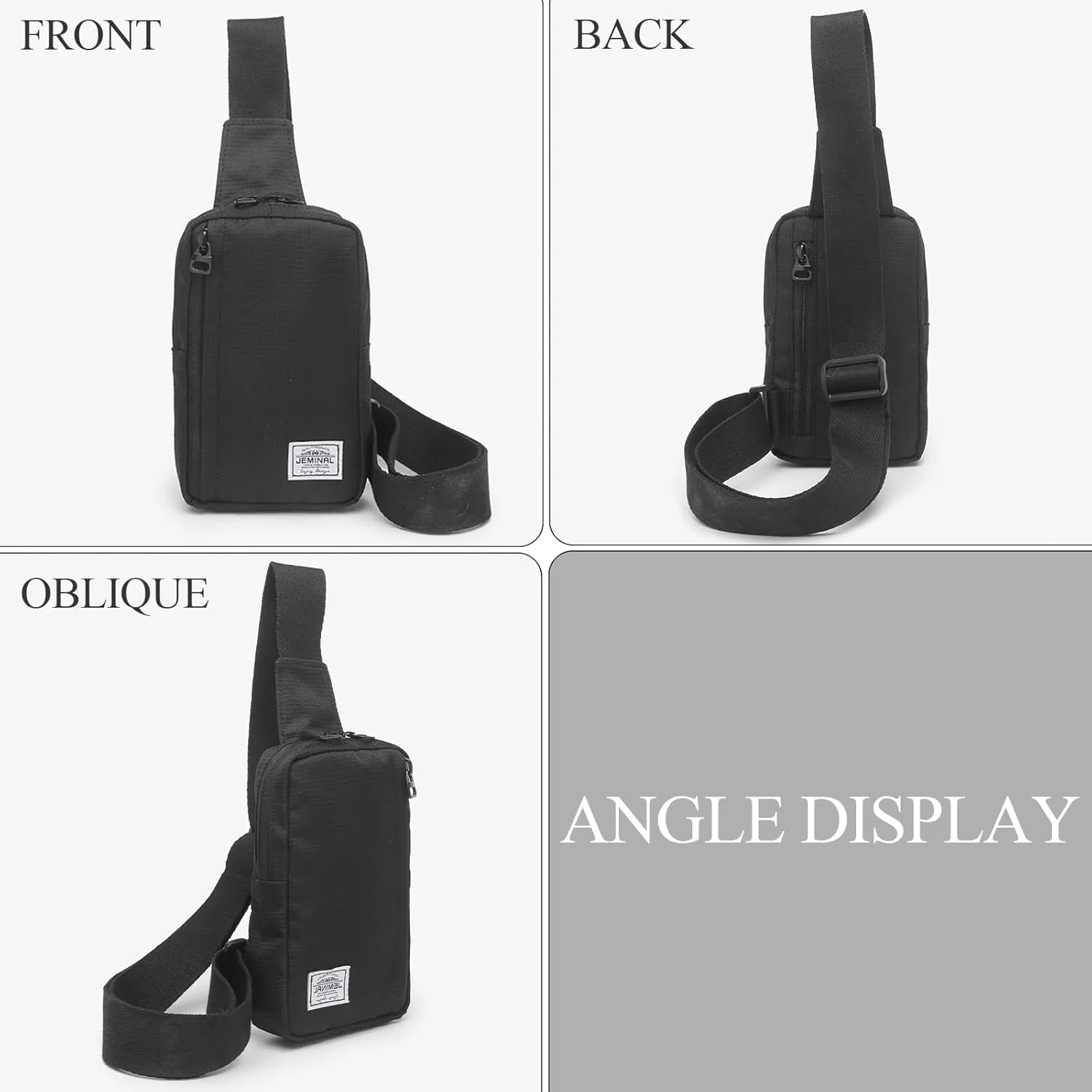    Shoulder Crossbody Bag Hiking Backpack Travel Bag Men Women Sling Backpack Multifunctional (Black)