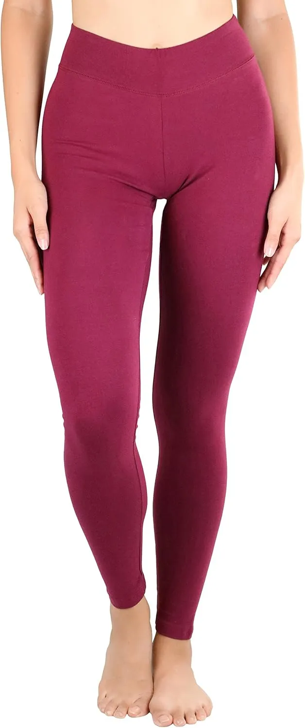 ToBeInStyle Women's Single Medium Weight Breathable Cotton-Spandex Leggings
