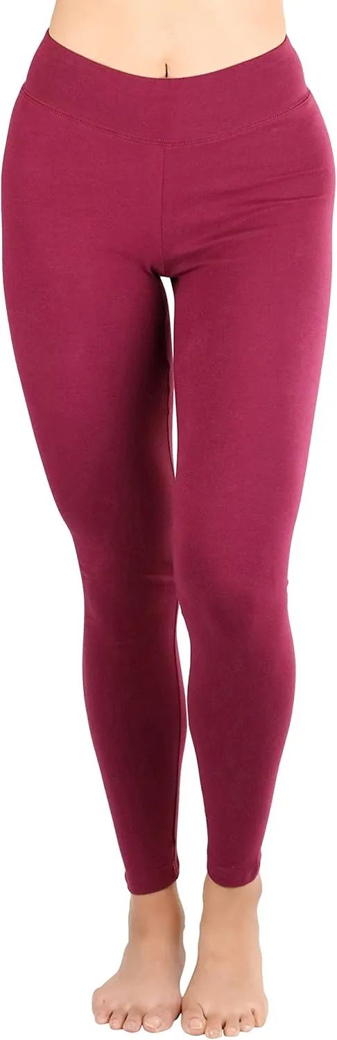ToBeInStyle Women's Single Medium Weight Breathable Cotton-Spandex Leggings