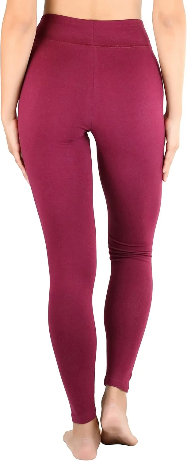ToBeInStyle Women's Single Medium Weight Breathable Cotton-Spandex Leggings