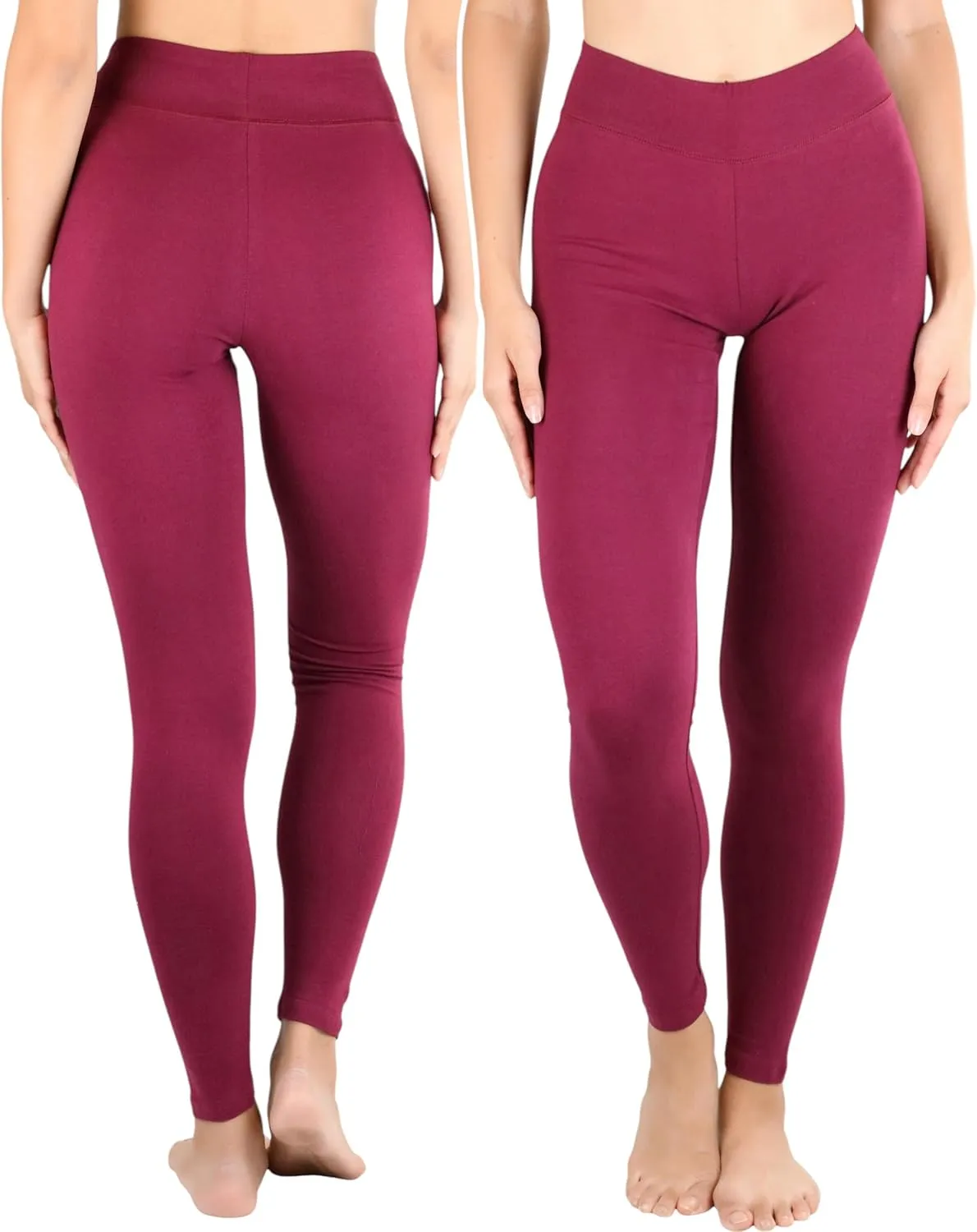 ToBeInStyle Women's Single Medium Weight Breathable Cotton-Spandex Leggings