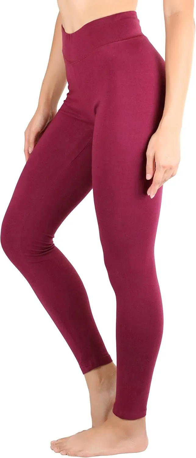 ToBeInStyle Women's Single Medium Weight Breathable Cotton-Spandex Leggings