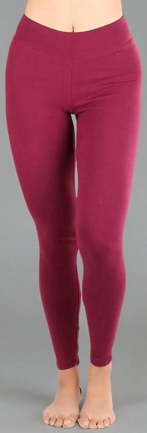 ToBeInStyle Women's Single Medium Weight Breathable Cotton-Spandex Leggings
