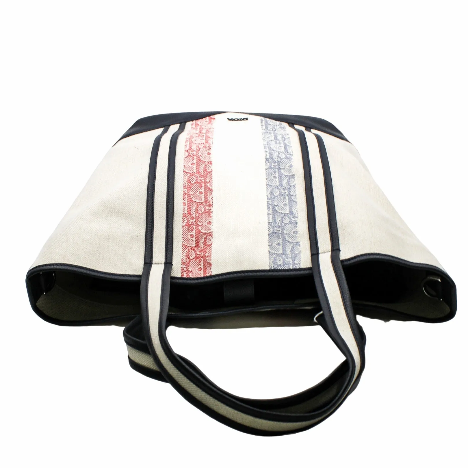 TOTE navy with beige fabric red line with strap