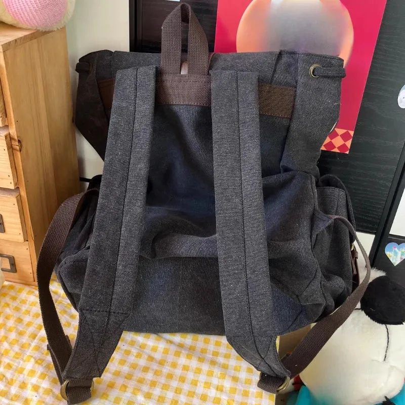 Uakiss Vintage Harajuku Y2k Aesthetic Backpack Women Students Denim Star Letter Embroidery Schoolbags Patchwork High-capacity Backpacks