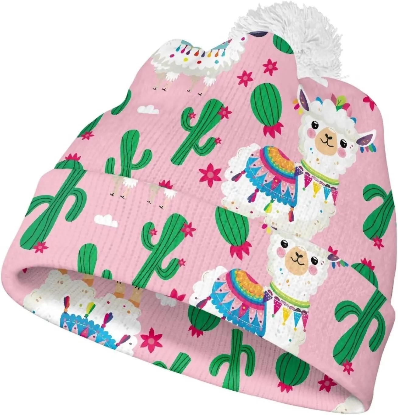 Unisex Adult Knit for Men Women Warm Snug Hat WinterWhite String Ball