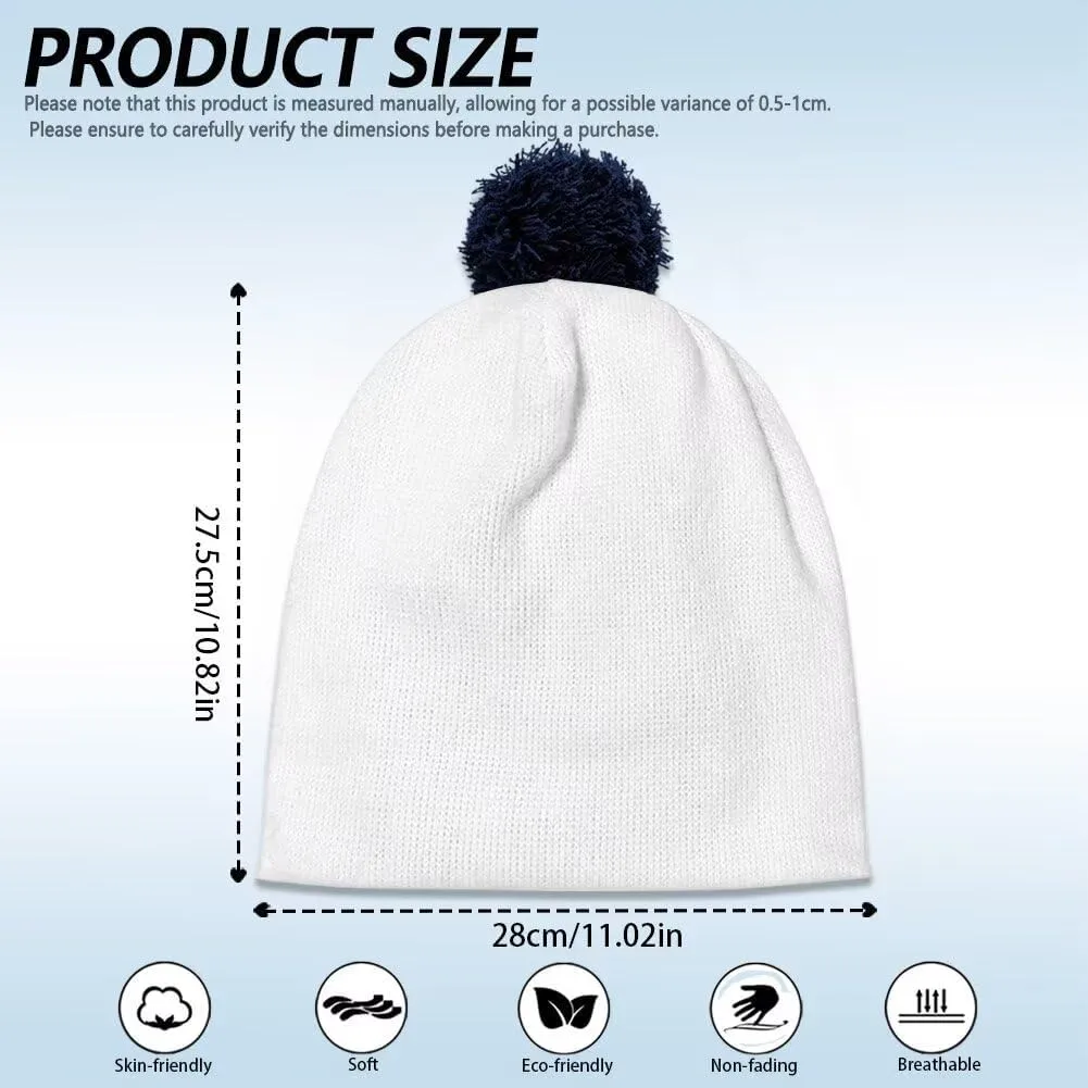 Unisex Adult Knit for Men Women Warm Snug Hat WinterWhite String Ball