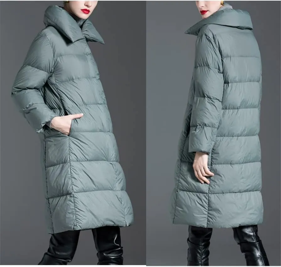 Winter Women Down Jacket Padded Warm Thick Long Puffer Coat Casual Parka Ultra Light Coat