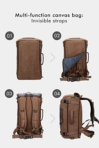 WITZMAN Men Travel Backpack Canvas Rucksack Vintage Duffel Bag A2021 (21 inch Brown)